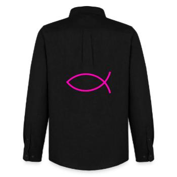 Jésus poisson rose ichthys poisson poisson poisson - Chemise Oxford homme Stanley/Stella - noir - Dos - AI Model Male 185 dark (185cm)