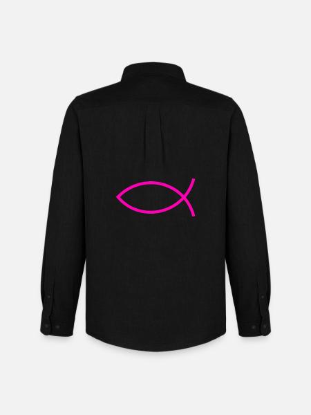 Jesús pez pez icthys rosado pez pez - Camisa Oxford hombre Stanley/Stella - negro