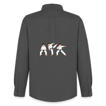 Karatekämpfer – lustiges Kampfsport-Motiv - Männer Oxford Hemd von Stanley/Stella - Anthrazit - Hinten - AI Model Male 185 dark (185cm)