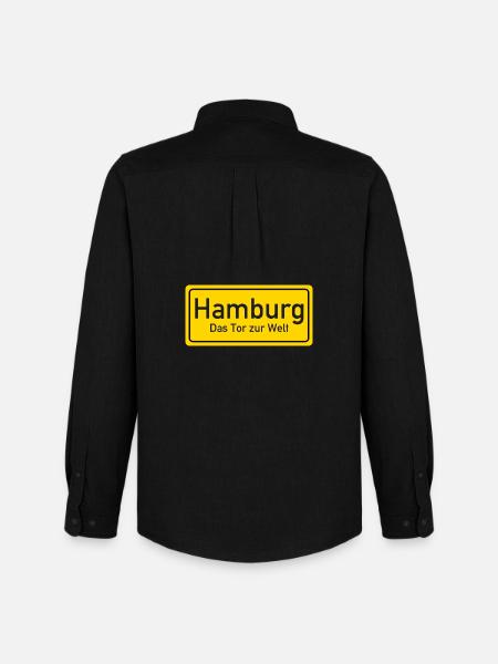Hamburg place name sign Germany - Men's Oxford Shirt by Stanley/Stella - black