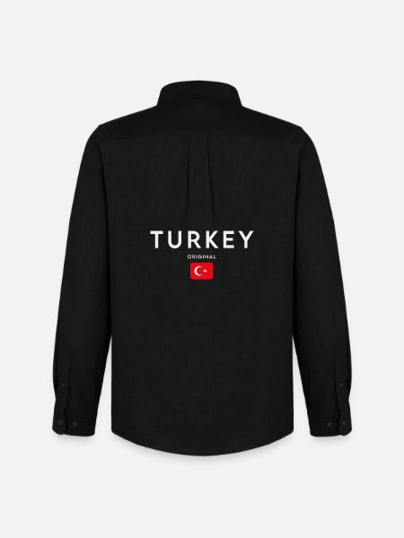 Flag of Turkey, Turkish Pride - Men's Oxford Shirt by Stanley/Stella - black