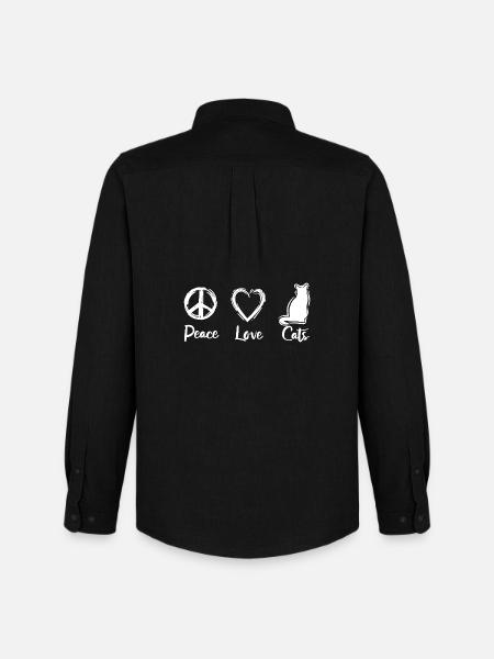 Peace Love Cats - Männer Oxford Hemd von Stanley/Stella - Schwarz