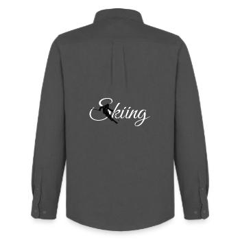 Skiing skier (white) winter sports après-ski - Men's Oxford Shirt by Stanley/Stella - anthracite - Back - AI Model Male 185 dark (185cm)