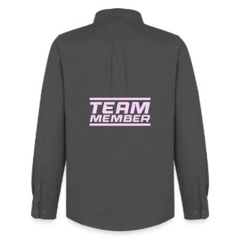 Team Member Lettering Lavender - Men's Oxford Shirt by Stanley/Stella - anthracite - Back - AI Model Male 185 dark (185cm)