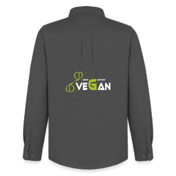 pure_vegan_power - Chemise Oxford homme Stanley/Stella - charbon - Dos - AI Model Male 185 dark (185cm)