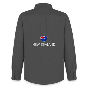 Cœur avec drapeau néo-zélandais - Chemise Oxford homme Stanley/Stella - charbon - Dos - AI Model Male 185 dark (185cm)