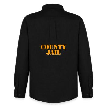 County Jail - Jail - Jail - Prisoner - Men's Oxford Shirt by Stanley/Stella - black - Back - AI Model Male 185 dark (185cm)