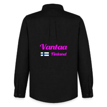 Vantaa Finnland Drucken - Männer Oxford Hemd von Stanley/Stella - Schwarz - Hinten - AI Model Male 185 dark (185cm)