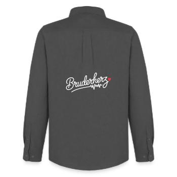 Brother Heart Brothers Big Bro Saying Little Brother - Men's Oxford Shirt by Stanley/Stella - anthracite - Back - AI Model Male 185 dark (185cm)