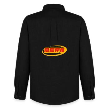 Bern lettering with yellow curve - Men's Oxford Shirt by Stanley/Stella - black - Back - AI Model Male 185 dark (185cm)