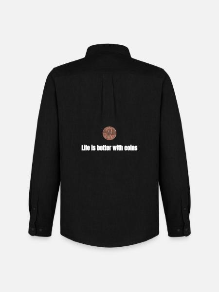 Life is better with Coins - Men's Oxford Shirt by Stanley/Stella - black