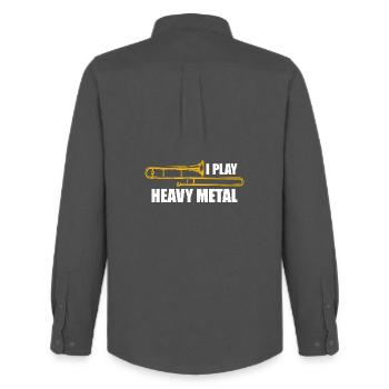 Heavy metal trombone trombone player trombonist - Men's Oxford Shirt by Stanley/Stella - anthracite - Back - AI Model Male 185 dark (185cm)