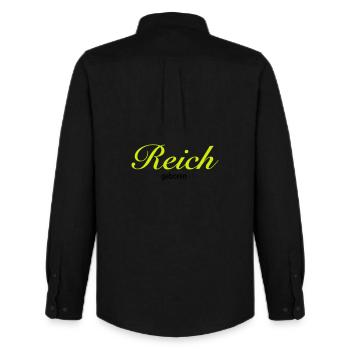 Reich geboren | vermögend | reich | Geburt | - Men's Oxford Shirt by Stanley/Stella - black - Back - AI Model Male 185 dark (185cm)