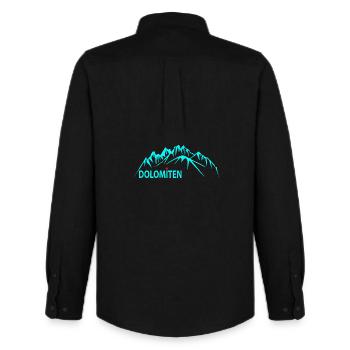 Illustration du panorama des montagnes des Dolomites - Chemise Oxford homme Stanley/Stella - noir - Dos - AI Model Male 185 dark (185cm)