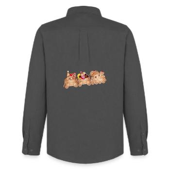 zauberhafte 3D Lebkuchen Eisenbahn für Weihnachten - Männer Oxford Hemd von Stanley/Stella - Anthrazit - Hinten - AI Model Male 185 dark (185cm)