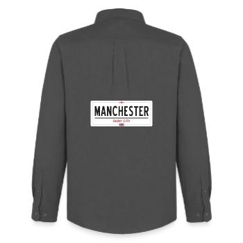 Manchester town sign - Men's Oxford Shirt by Stanley/Stella - anthracite - Back - AI Model Male 185 dark (185cm)
