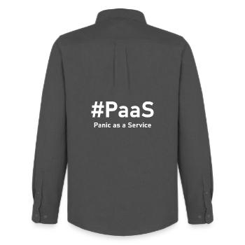 PaaS – Panic as a Service | Lustiger IT-Spruch - Männer Oxford Hemd von Stanley/Stella - Anthrazit - Hinten - AI Model Male 185 dark (185cm)