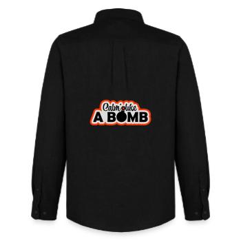 Calme comme une bombe Paradoxe Ironie Humour Blague explosive - Chemise Oxford homme Stanley/Stella - noir - Dos - AI Model Male 185 dark (185cm)