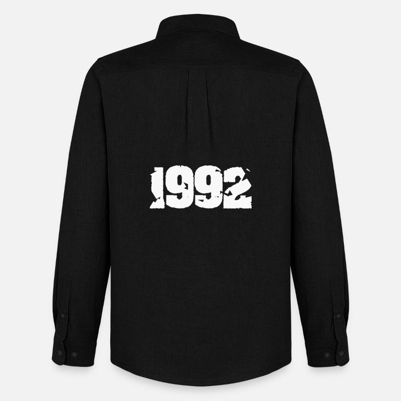 1992 Zerbrochenes Retro-Design - Männer Oxford Hemd von Stanley/Stella - Schwarz