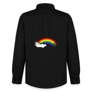 Rainbow Cat - Men's Oxford Shirt by Stanley/Stella - black - Back - AI Model Male 185 dark (185cm)