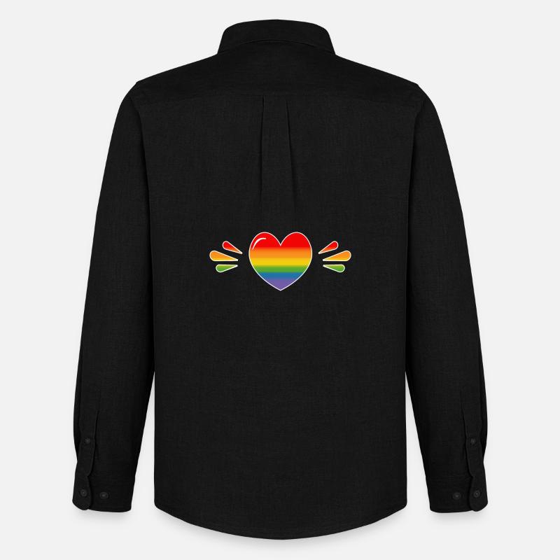 Rainbow Sparkling heart BLACK SHIRT - Männer Oxford Hemd von Stanley/Stella - Schwarz