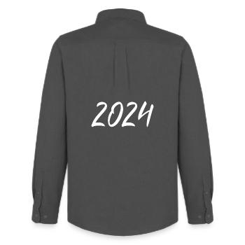 2024 blanc Réveillon du Nouvel An noir - Chemise Oxford homme Stanley/Stella - charbon - Dos - AI Model Male 185 dark (185cm)