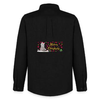 Iconic Wolf Christmas, MÄHrry Christmähs Stern - Men's Oxford Shirt by Stanley/Stella - black - Back - AI Model Male 185 dark (185cm)