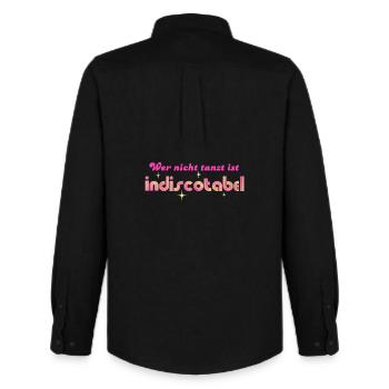 'Qui ne danse pas est indiscotabel' Disco Dancing - Chemise Oxford homme Stanley/Stella - noir - Dos - AI Model Male 185 dark (185cm)