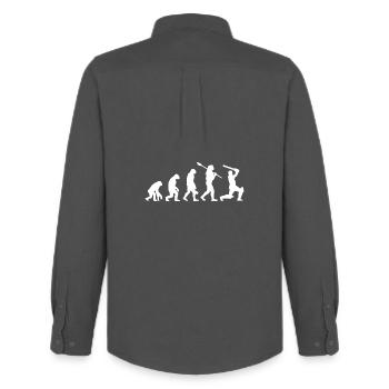Cricket Evolution Silhouette Joueur Sport Drôle - Chemise Oxford homme Stanley/Stella - charbon - Dos - AI Model Male 185 dark (185cm)