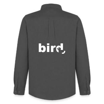 Bird White Text - Männer Oxford Hemd von Stanley/Stella - Anthrazit - Hinten - AI Model Male 185 dark (185cm)