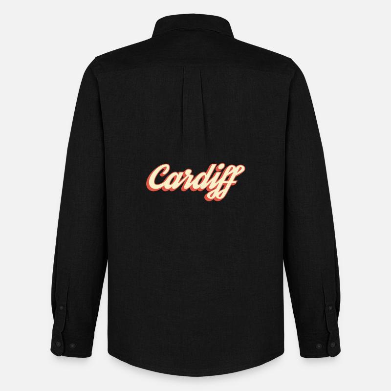 Logo rétro Script de Cardiff - Chemise Oxford homme Stanley/Stella - noir