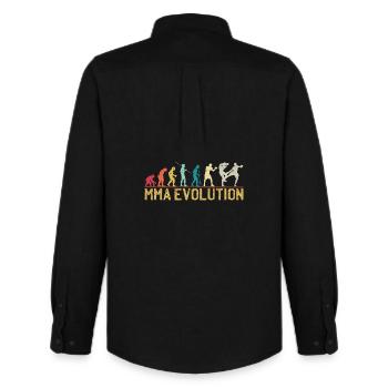 MMA Evolution Silhouette Design - Männer Oxford Hemd von Stanley/Stella - Schwarz - Hinten - AI Model Male 185 dark (185cm)