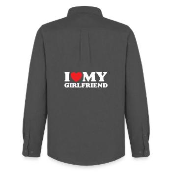 I Love My Girlfriend - Men's Oxford Shirt by Stanley/Stella - anthracite - Back - AI Model Male 185 dark (185cm)