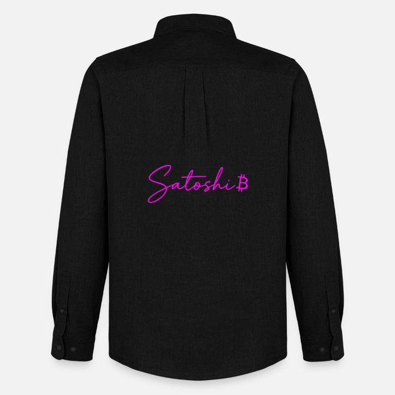 Satoshi Lettres Néon Bitcoin Script Rose - Chemise Oxford homme Stanley/Stella - noir