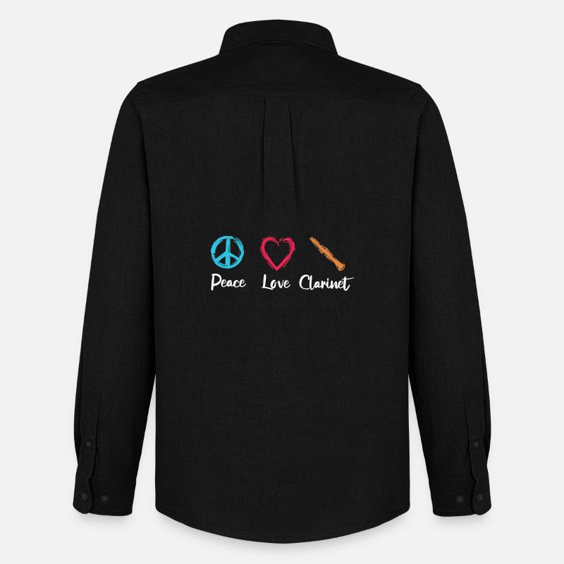 Frieden Liebe Klarinette - Männer Oxford Hemd von Stanley/Stella - Schwarz