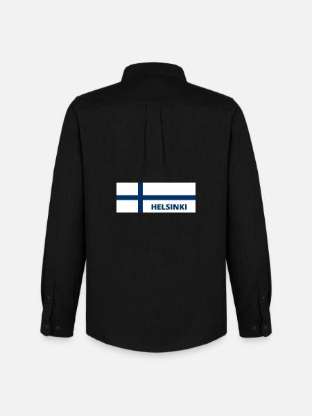 Helsinki City in Finnish Flag - Men's Oxford Shirt by Stanley/Stella - black