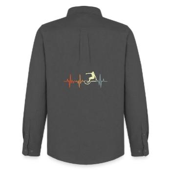 Surfer Girl Retro Heart Palpitations - Men's Oxford Shirt by Stanley/Stella - anthracite - Back - AI Model Male 185 dark (185cm)