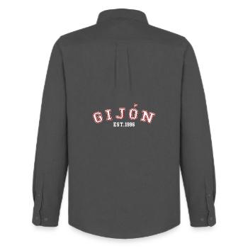 Gijón Fondé en 1996 - Chemise Oxford homme Stanley/Stella - charbon - Dos - AI Model Male 185 dark (185cm)