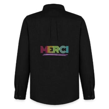 MERCI - Dankeschön - Regenbogen - Danke - Männer Oxford Hemd von Stanley/Stella - Schwarz - Hinten - AI Model Male 185 dark (185cm)