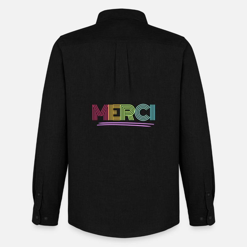 MERCI - Dankeschön - Regenbogen - Danke - Männer Oxford Hemd von Stanley/Stella - Schwarz