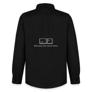 Ctrl S Shirt - Sauvez-le Nerd Humour pour les développeurs - Chemise Oxford homme Stanley/Stella - noir - Dos - AI Model Male 185 dark (185cm)