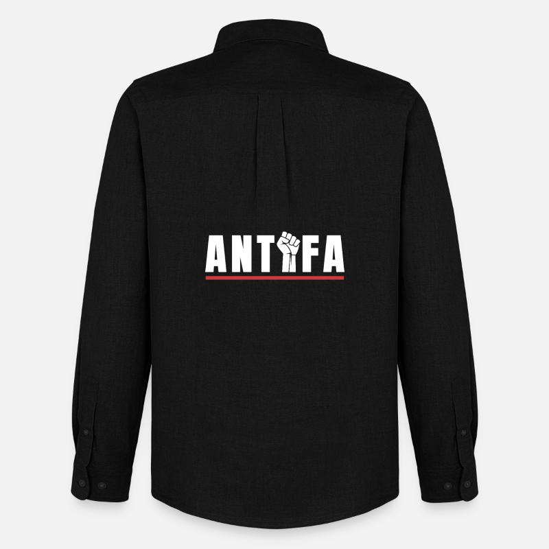 Antifa Protestfaust Antifaschistisches Statement - Männer Oxford Hemd von Stanley/Stella - Schwarz