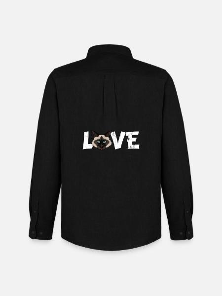 Birman Cat Love Funny Breed Illustration - Men's Oxford Shirt by Stanley/Stella - black