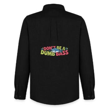 Don't Be A Dumb Bass Funny Angler Saying With - Men's Oxford Shirt by Stanley/Stella - black - Back - AI Model Male 185 dark (185cm)