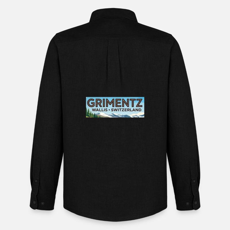 Grimentz Panorama Schweiz - Männer Oxford Hemd von Stanley/Stella - Schwarz