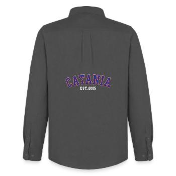Catane Fondé en 2005 - Chemise Oxford homme Stanley/Stella - charbon - Dos - AI Model Male 185 dark (185cm)