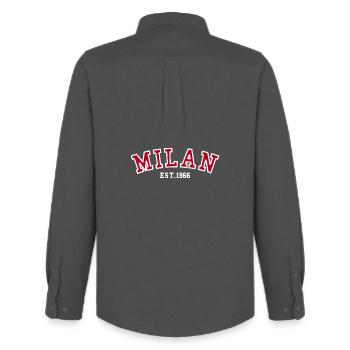 Milan fondée en 1966 - Chemise Oxford homme Stanley/Stella - charbon - Dos - AI Model Male 185 dark (185cm)
