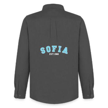 Sofia Est. 1966 - Men's Oxford Shirt by Stanley/Stella - anthracite - Back - AI Model Male 185 dark (185cm)
