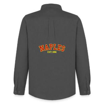 Naples fondée en 1996 - Chemise Oxford homme Stanley/Stella - charbon - Dos - AI Model Male 185 dark (185cm)