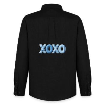 XOXO Patchwork Look with Fabric Look - Men's Oxford Shirt by Stanley/Stella - black - Back - AI Model Male 185 dark (185cm)